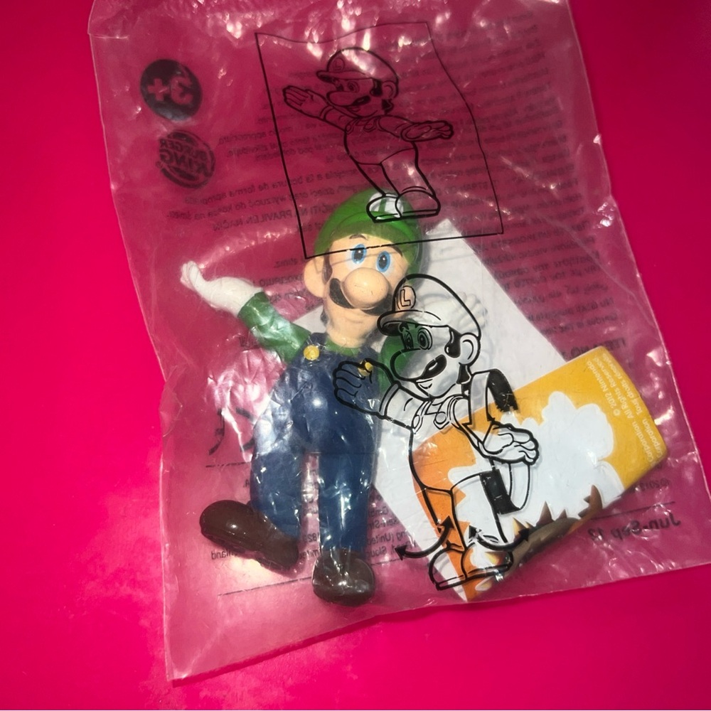 LUIGI Action Figure Toy from Burger King New in Sealed Bag Approximately 3”